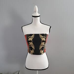 Blue Blush Baroque Strapless Crop Top L